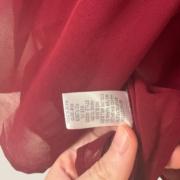 NWT Umgee Red Ribbed Long Sleeve Sheer Panel High-Low Hem Top 2XL Womens - Picture 7 of 9